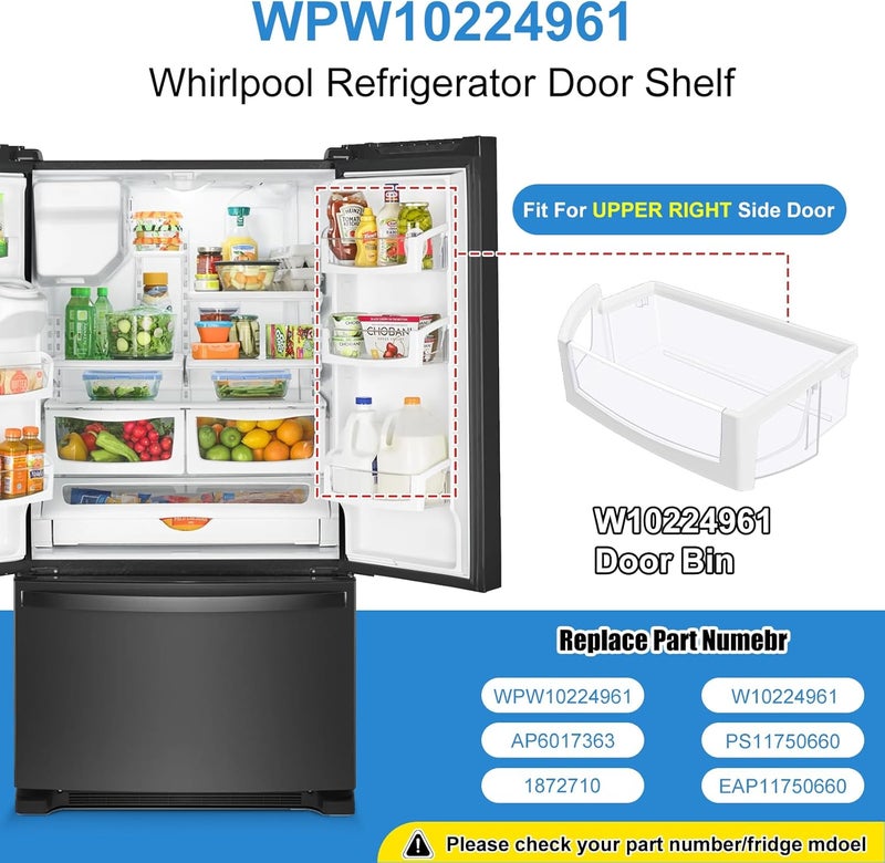 Alvar Upgraded WPW10224961 Refrigerator Door Bin Shelf Replacement Compatible with Whirlpool Maytag Refrigerator Door Shelf WRX735SDBM00 WRF555SDFZ00 W10224961 WRF555SDHB00 1872710 Fridge Bin Right - Image 4